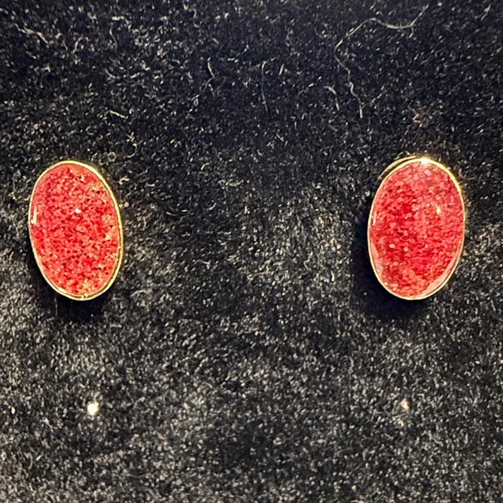 Pretty Bird Red Galaxy Stone Studs with 18k Gold Plating